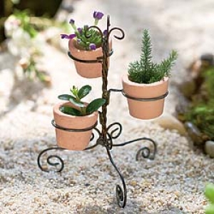 Wire Flower Pot Holder with Pots